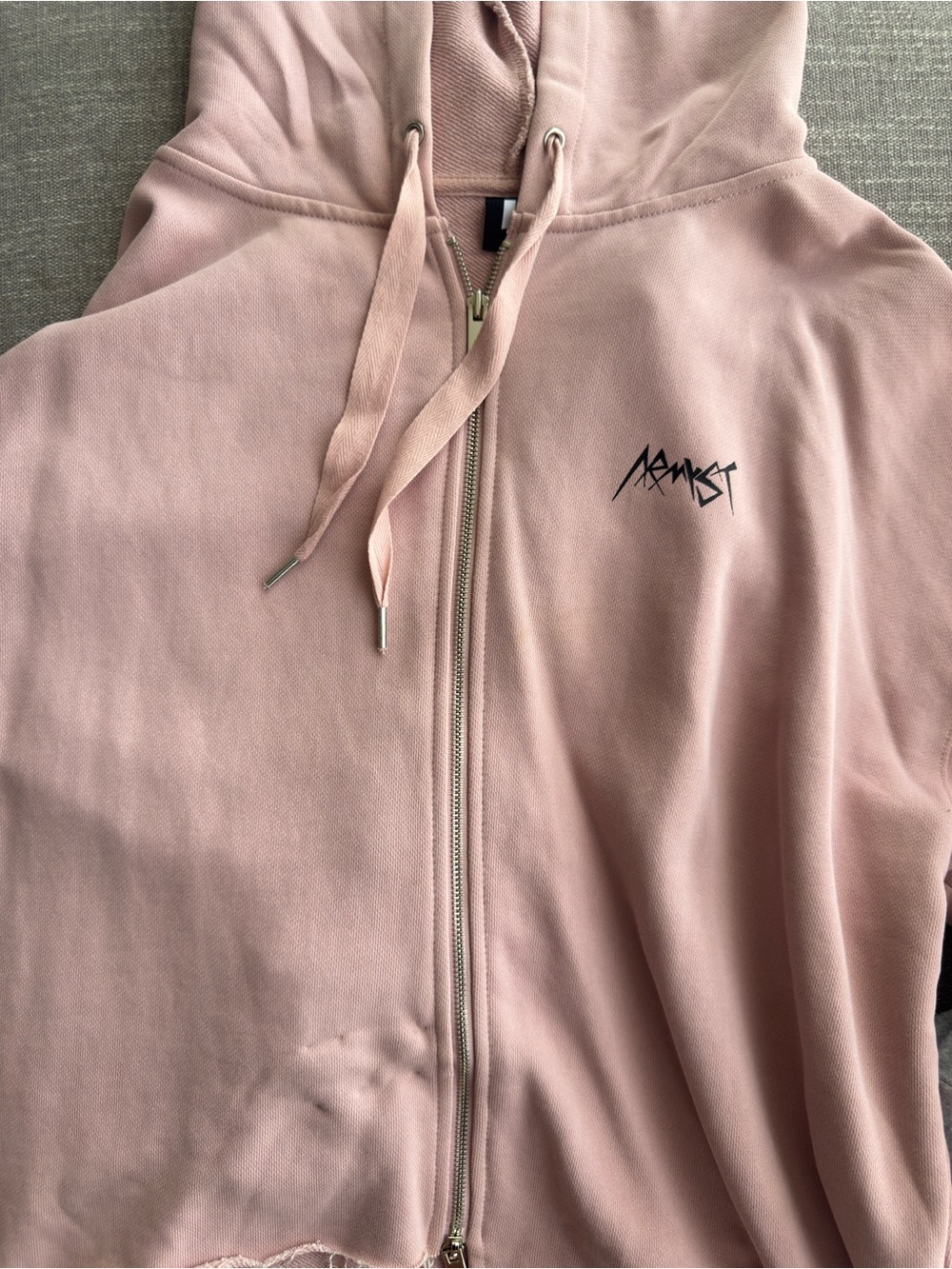 BTS ARMY Women's Dusty Pink Zip Hoodie with Hood and Drawstrings - Picture 13 of 14
